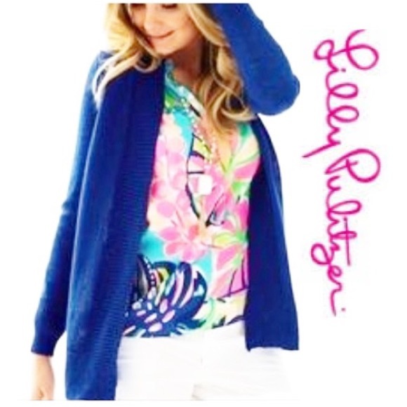 Lilly Pulitzer Sweaters - LILLY PULITZER Isle Cardigan Lightweight Open Front In Bomber Blue Size Large
